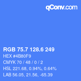 カラーコード: RGB 75.7 128.6 249 | qconv.com