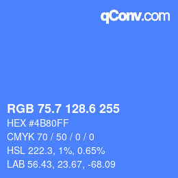 カラーコード: RGB 75.7 128.6 255 | qconv.com