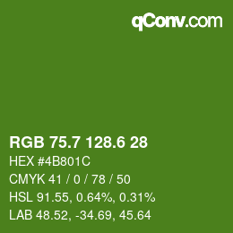 カラーコード: RGB 75.7 128.6 28 | qconv.com