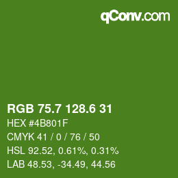 カラーコード: RGB 75.7 128.6 31 | qconv.com