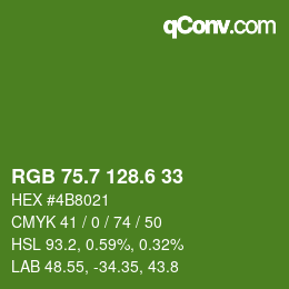 カラーコード: RGB 75.7 128.6 33 | qconv.com