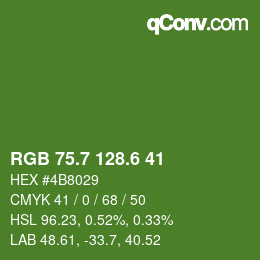 カラーコード: RGB 75.7 128.6 41 | qconv.com