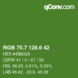 カラーコード: RGB 75.7 128.6 42 | qconv.com