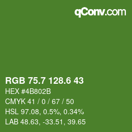 カラーコード: RGB 75.7 128.6 43 | qconv.com