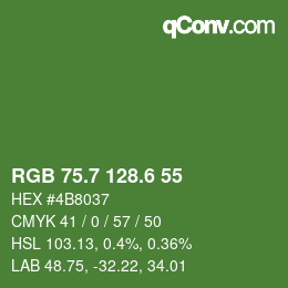 カラーコード: RGB 75.7 128.6 55 | qconv.com