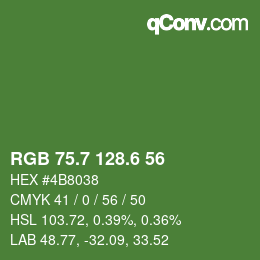 カラーコード: RGB 75.7 128.6 56 | qconv.com