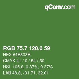 カラーコード: RGB 75.7 128.6 59 | qconv.com