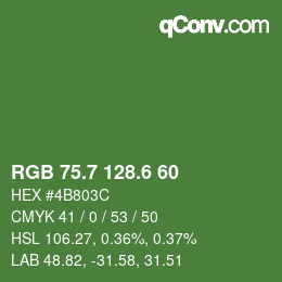 カラーコード: RGB 75.7 128.6 60 | qconv.com