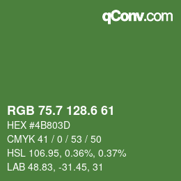 カラーコード: RGB 75.7 128.6 61 | qconv.com