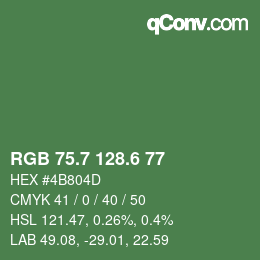 カラーコード: RGB 75.7 128.6 77 | qconv.com