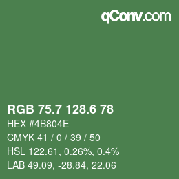 カラーコード: RGB 75.7 128.6 78 | qconv.com