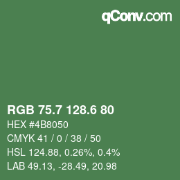 カラーコード: RGB 75.7 128.6 80 | qconv.com