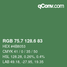 カラーコード: RGB 75.7 128.6 83 | qconv.com