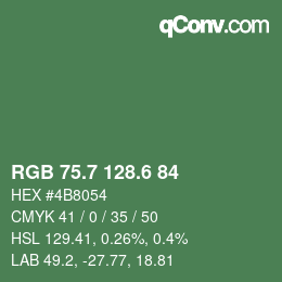 カラーコード: RGB 75.7 128.6 84 | qconv.com