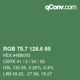 カラーコード: RGB 75.7 128.6 85 | qconv.com