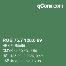 カラーコード: RGB 75.7 128.6 89 | qconv.com