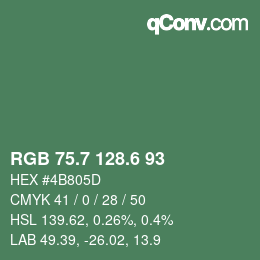 カラーコード: RGB 75.7 128.6 93 | qconv.com
