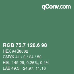 カラーコード: RGB 75.7 128.6 98 | qconv.com