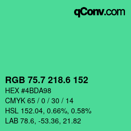 カラーコード: RGB 75.7 218.6 152 | qconv.com