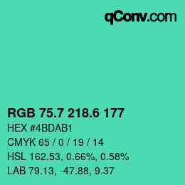 カラーコード: RGB 75.7 218.6 177 | qconv.com