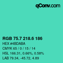 カラーコード: RGB 75.7 218.6 186 | qconv.com