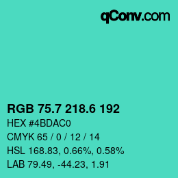 カラーコード: RGB 75.7 218.6 192 | qconv.com