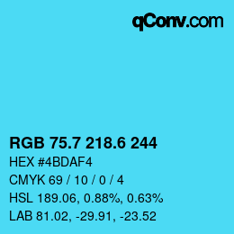 カラーコード: RGB 75.7 218.6 244 | qconv.com