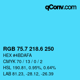 カラーコード: RGB 75.7 218.6 250 | qconv.com