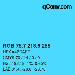 カラーコード: RGB 75.7 218.6 255 | qconv.com