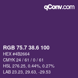 カラーコード: RGB 75.7 38.6 100 | qconv.com