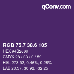 カラーコード: RGB 75.7 38.6 105 | qconv.com