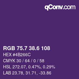 カラーコード: RGB 75.7 38.6 108 | qconv.com