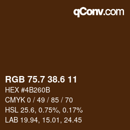 カラーコード: RGB 75.7 38.6 11 | qconv.com