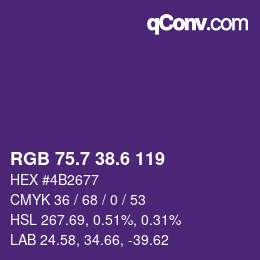 カラーコード: RGB 75.7 38.6 119 | qconv.com