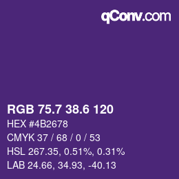 カラーコード: RGB 75.7 38.6 120 | qconv.com