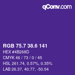 カラーコード: RGB 75.7 38.6 141 | qconv.com