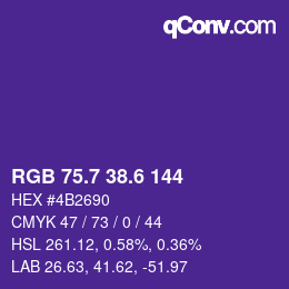 カラーコード: RGB 75.7 38.6 144 | qconv.com