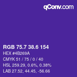 カラーコード: RGB 75.7 38.6 154 | qconv.com