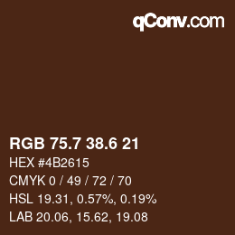 カラーコード: RGB 75.7 38.6 21 | qconv.com
