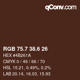 カラーコード: RGB 75.7 38.6 26 | qconv.com