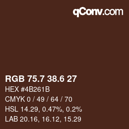 カラーコード: RGB 75.7 38.6 27 | qconv.com