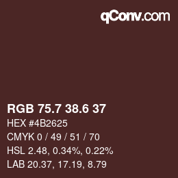 カラーコード: RGB 75.7 38.6 37 | qconv.com