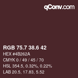 カラーコード: RGB 75.7 38.6 42 | qconv.com