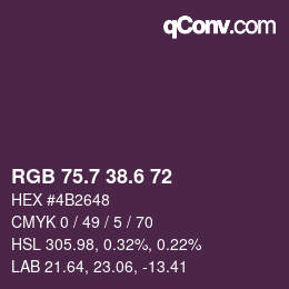 カラーコード: RGB 75.7 38.6 72 | qconv.com