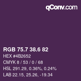カラーコード: RGB 75.7 38.6 82 | qconv.com