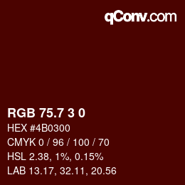 カラーコード: RGB 75.7 3 0 | qconv.com