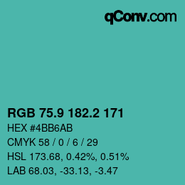 カラーコード: RGB 75.9 182.2 171 | qconv.com