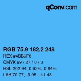 カラーコード: RGB 75.9 182.2 248 | qconv.com