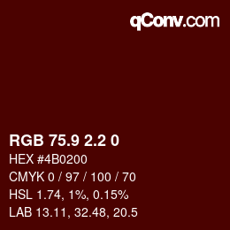カラーコード: RGB 75.9 2.2 0 | qconv.com
