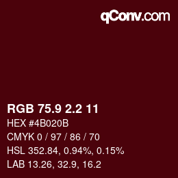 Color code: RGB 75.9 2.2 11 | qconv.com